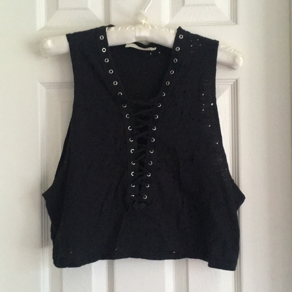 (Girls L) Lace-Up Cropped Tanktop